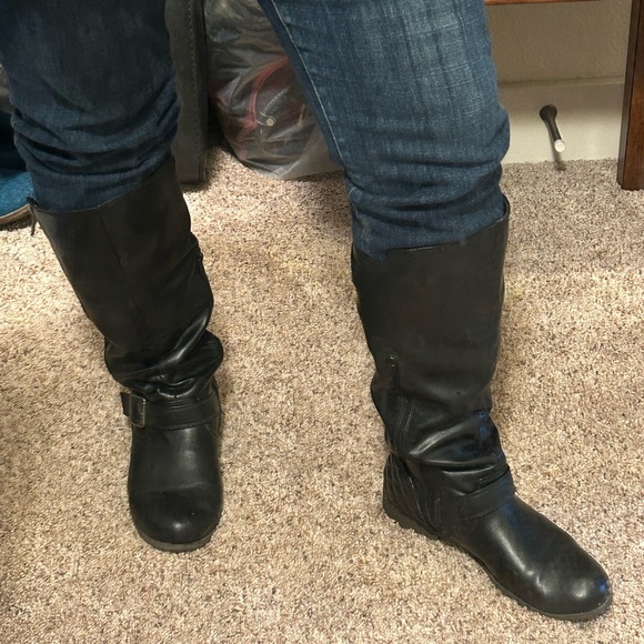 Material Girl Tall Black Slouchy Boot w/Zippers from Macy’s. Original Box. Sz 8 - Picture 5 of 16